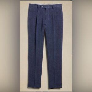 🔥🆕🔥 Banana Republic Navy Tailored-Fit Linen-Blend Trousers